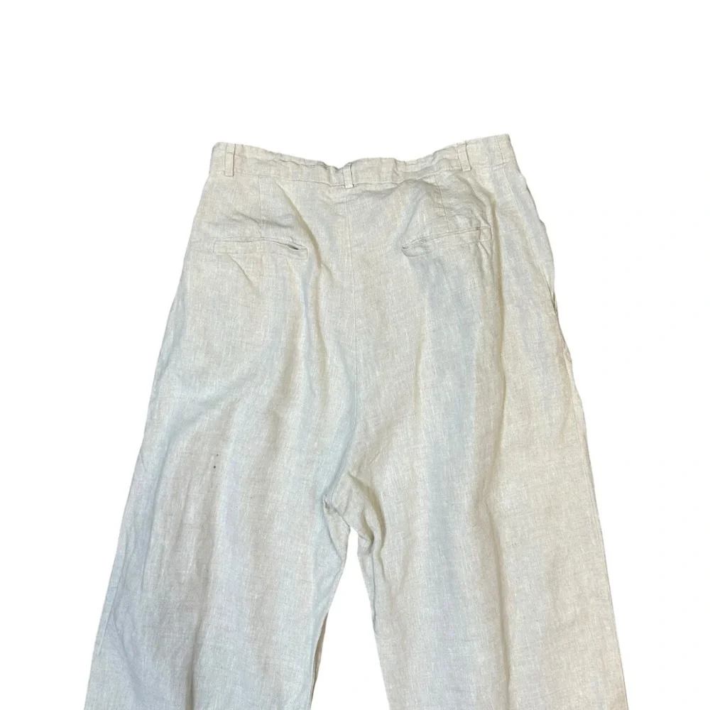 Reformation oatmeal linen vesta wide leg pleated trouser pants size 8 career - Picture 4 of 14